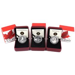 2013 Oh Canada $10 Holiday Season, Inukshuk, RCMP Fine Silver Coins (TAX Exempt). 3pcs.