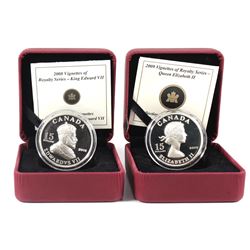 2008 Canada $15 Vignettes - King Edward VII & 2009 Canada $15 Vignettes - Queen Elizabeth II Sterlin