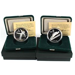 1988 Canada $20 Olympic Ski Jumping & Figure Skating Proof Sterling Silver Coins . 2pcs.