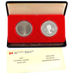 1977 Canada Four Governor Generals Sterling Silver & Cupronickel Madallion Set Issued by the RCM. Al