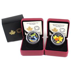 2014 Canada $20 Coloured Majestic Maple Leaves & River Rapids Fine Silver Coins (TAX Exempt). Note, 