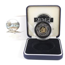 1505-2005 Bermuda $5 Quincentennial Commemorative Sterling Silver Proof Coin with Gold Plating in Be