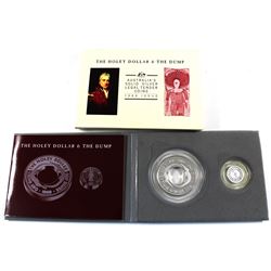 1989 Australia's Solid Silver Legal Tender Coins - The Holey Dollar & the Dump .999 Fine Silver Coin