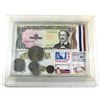 Image 1 : Dominican Republic Banknote, Coin and Stamp Set in Plastic Frame. You will receive a 1 Peso banknote