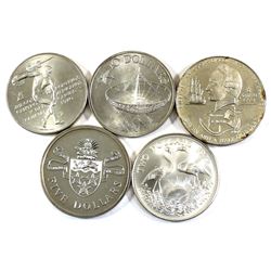 Lot of 1970-1979 Large Sized World Silver Coins from Different Countries - 1970 Panama 5 Balboas, 19