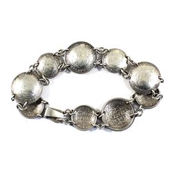 Netherlands Coin Bracelet Made up of 5x 10-cent & 4x 25-cent Curved Silver Coins.