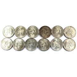 Lot of 1968 Mexico 25 Pesos Olympic Silver Coins. Contains 6.336oz Fine Silver total. 12pcs
