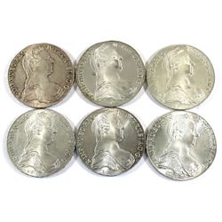 Lot of 1780 Austria Thaler Restrike Silver Coins. 4.51oz Fine Silver total. 6pcs