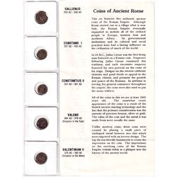 Coins of Ancient Rome Set of 5 Different Roman Rulers Including Gallienus 253-268 AD, Constans I 337