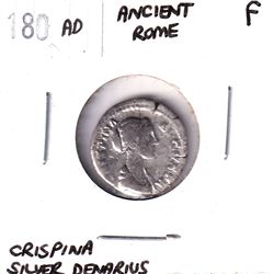 180 AD Ancient Rome Crispina Silver Denarius Fine.