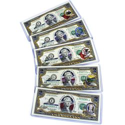 Lot of USA Legal Tender $2 Coloured Banknotes Commemorating Different U.S. States with Information l