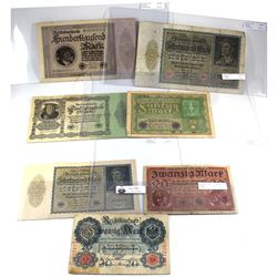 1914-1923 Germany Banknotes from VG to VF-EF. Notes contain various impairments. 7pcs