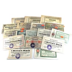 Estate Lot of Germany Notgeld Currency Notes. Almost all different examples. 17pcs
