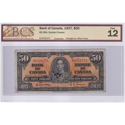 1937 $50 BC-26b, Bank of Canada, Gordon-Towers, Changeover, S/N: B/H0331271, BCS Certified F-12 (Min