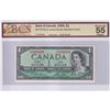 Image 1 : 1954 $1 BC-37d-N1-iii, Bank of Canada, Lawson-Bouey, Modified Portrait, 4 Digit RADAR Serial Number 
