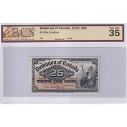 1900 25c DC-15a, Dominion of Canada, Courtney, BCS Certified VF-35.