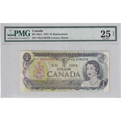 1973 $1 BC-46aA, Bank of Canada, Lawson-Bouey, Replacement, S/N: *OL2140370, PMG Certified VF-25 Net