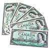 Image 1 : 1954 Bank of Canada $1 Lawson-Bouey Signatures with Consecutive Serial Numbers D/I2290051-055 UNC. 5
