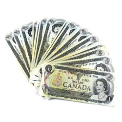 1973 Bank of Canada $1 Banknotes - 21x Crow-Bouey & 6x Lawson-Bouey Signatures. 27pcs