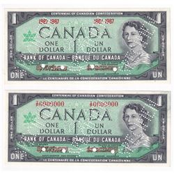 Set of 2 Matching 1967 SPECIMEN $1 Notes (Set #105) BC-45aS & BC-45bS UNC condition *RARE*