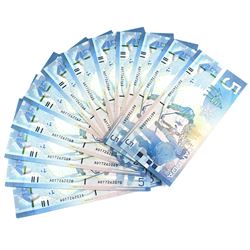 2006 Bank of Canada $5 Jenkins-Dodge Signatures with Consecutive Serial Numbers AOT7262060-071 UNC. 