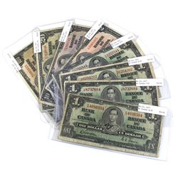 1937 $1, $2, $10, $20 & $100 Bank of Canada Notes - 4x $1, $2, $10, $20 & $100 - 5x Gordon-Towers & 
