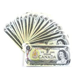 1973 $1 Bank of Canada Notes with 3-Letter Prefixes UNC+. 45pcs