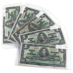 1937 $1 BC-21d Bank of Canada Notes with Coyne-Towers Signatures all Different Prefixes - R/M, Z/M, 