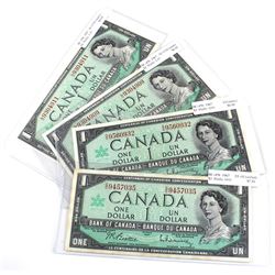 1967 $1 BC-45b Bank of Canada Notes with Beattie-Rasminsky Signatures - 2x O/O & 2x L/O Prefixes. EF