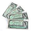 Image 1 : 1967 $1 BC-45b Bank of Canada Notes with Beattie-Rasminsky Signatures - 2x O/O & 2x L/O Prefixes. EF