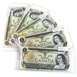 1973 $1 BC-46aA Bank of Canada Replacement Notes with Different Prefixes - *GL, *IL, *MC, *MM & *MZ.