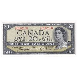 1954 Devil's Face $20 Banknote, Coyne-Towers, BC-33a. S/N: A/E0192156. Note is in average circulated