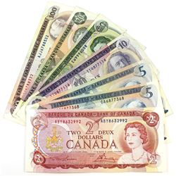 7x Bank of Canada Multicoloured Series Banknotes. You will receive $2, 1972 $5, 1979 $5, $10, 1969 $