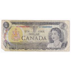 1973 $1 BC-46a-i Bank of Canada Note with Neat Serial Number - AFA8888885.