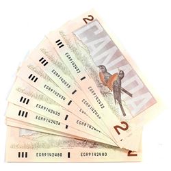 1986 $2 BC-55c-i Bank of Canada Notes with Consecutive Serial Numbers - EGR9142432-480 UNC. 49pcs
