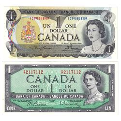 1954 & 1973 $1 Bank of Canada Notes with 3 Digit RADAR Serial Numbers AU-UNC - 1954 BC-37b-i R/P2117