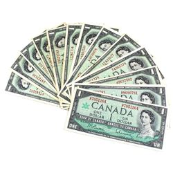 1967 $1 Bank of Canada Notes with All Different Prefixes. 13pcs