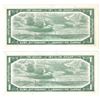 Image 2 : Pair of 1954 $1 Bank of Canada Modified Portrait Notes Bouey-Rasminsky Signature with Consecutive Se
