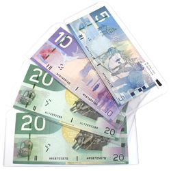 Lot of Journey Series $5, $10 & $20 REPEATER Serial Number Bank of Canada Notes - 2010 $5 BC-67b-i H