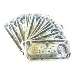 1973 $1 Bank of Canada Notes - 8x Lawson-Bouey & 12x Crow-Bouey Signatures UNC+ with Almost All diff