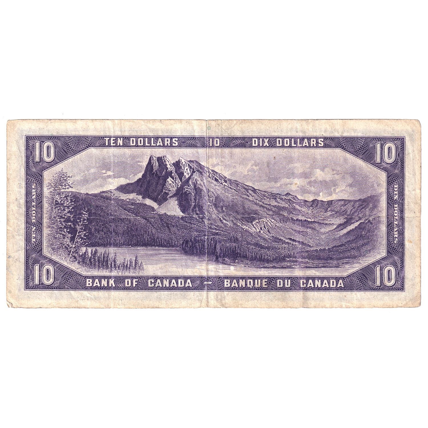 1954 $10 Bank of Canada Devil's Face Note with Neat Serial Number ...