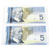 Image 2 : 2006 $5 BC-67a Bank of Canada Notes Jenkins-Dodge Signatures with 3 Digit RADAR Serial Numbers Uncir