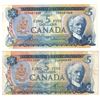 Image 1 : 1972 $5 Bank of Canada Notes with 2 Digit & 4 Digit RADAR Serial Numbers - BC-48a 4 Digit RADAR CB06