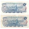 Image 2 : 1972 $5 Bank of Canada Notes with 2 Digit & 4 Digit RADAR Serial Numbers - BC-48a 4 Digit RADAR CB06