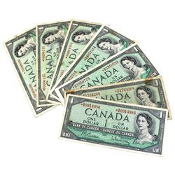 1954 $1 Bank of Canada Modified Portrait Replacement Notes with Beattie-Rasminsky Signatures - Prefi