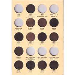 Canadian 1-cent Collection dated between 1858-1962 in vintage album. Dates include 1859, 1876-1890, 