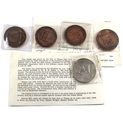 1967, 1976 & 1980 CNA/ONA Ottawa Silver and Bronze Medals. 5pcs