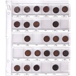 1857-1908 USA Indian head 1-cent. Dates includes 1857, 1859, 1860, 1863, 1874, 1883, 1884, 1889, 2x 