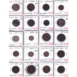 Mixed Page of 20x Miscellaneous World Coinage Dated 1802-1894 From Many Different Countries. Please 