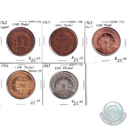Group Lot Run of 1963-1967 Canadian National Exhibition Medals. 5pcs